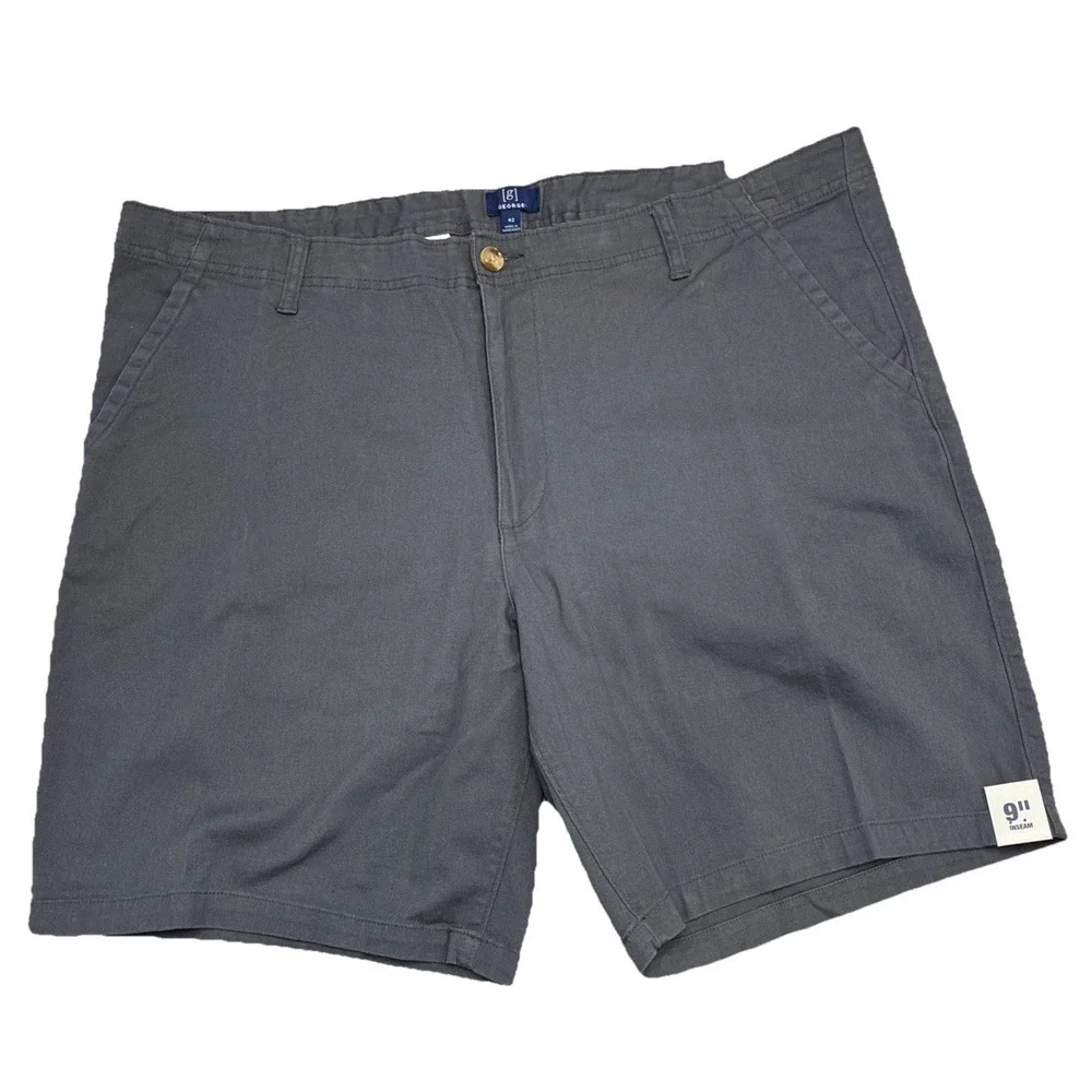 Men's Shorts Size 46 George‎ Zip Charcoal Sky Gray Above The Knee 9